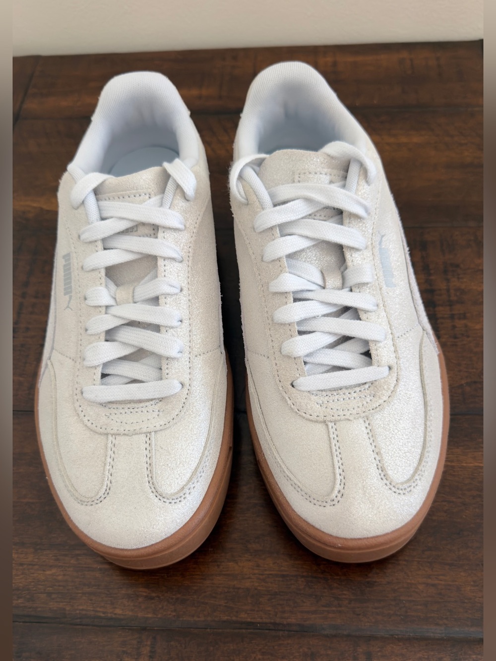 PUMA Club II Era Platform Women Sneakers Metallic Silver Gum Sole Size 11